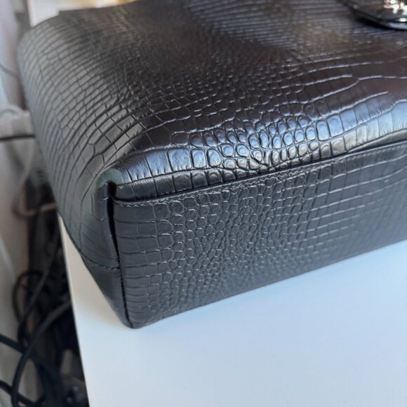 Jimmy Choo Black Croc Embossed Leather Tote - Picture 14 of 16